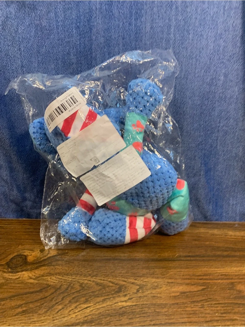 Squeaky Plush Stuffed Winking Elephant Dog Toy Blue/Green for Small/Med/Lg Dogs